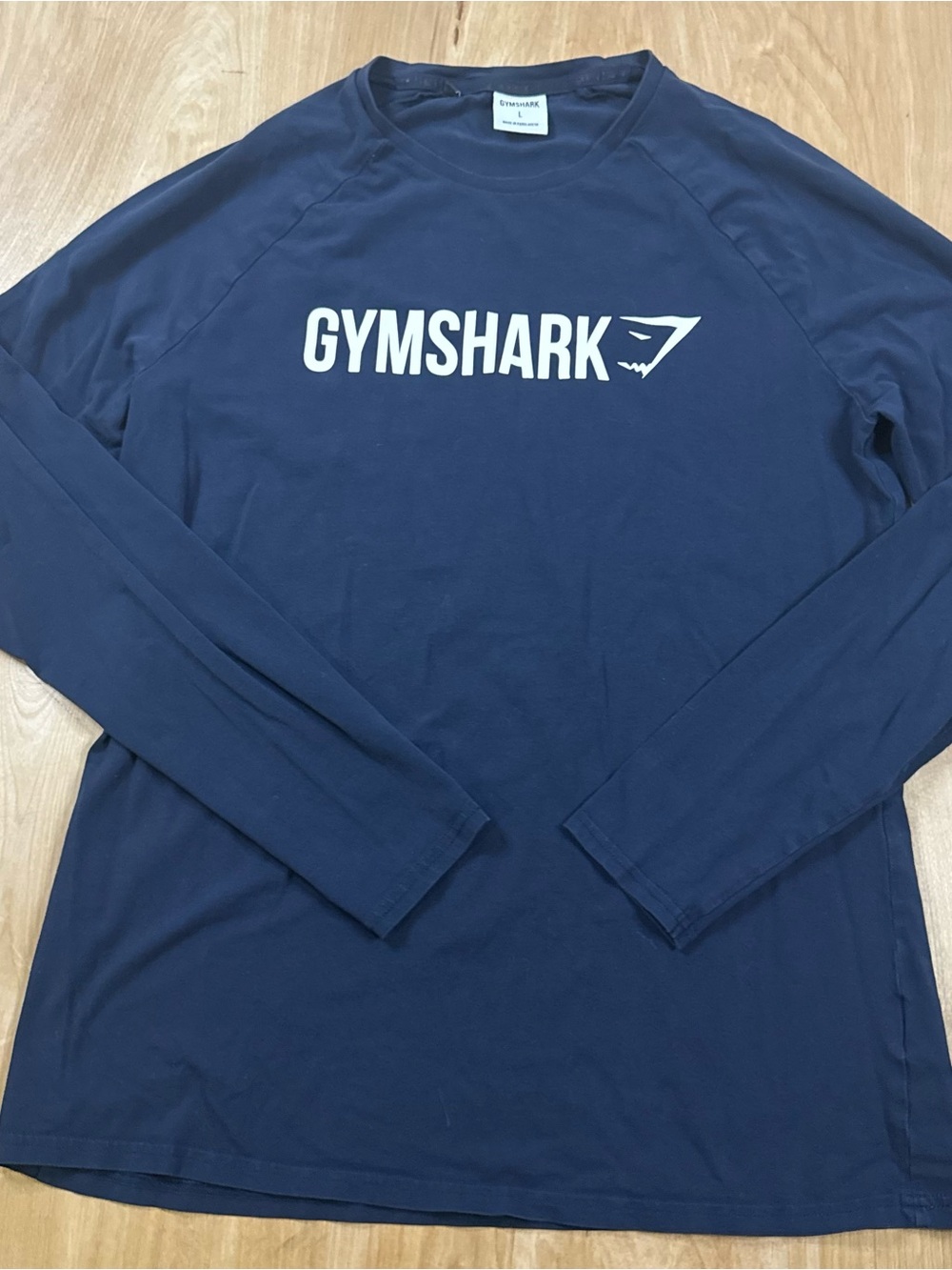 Gymshark Mens Black Long Sleeve Crew Neck Logo Pullover T-Shirt Size Large